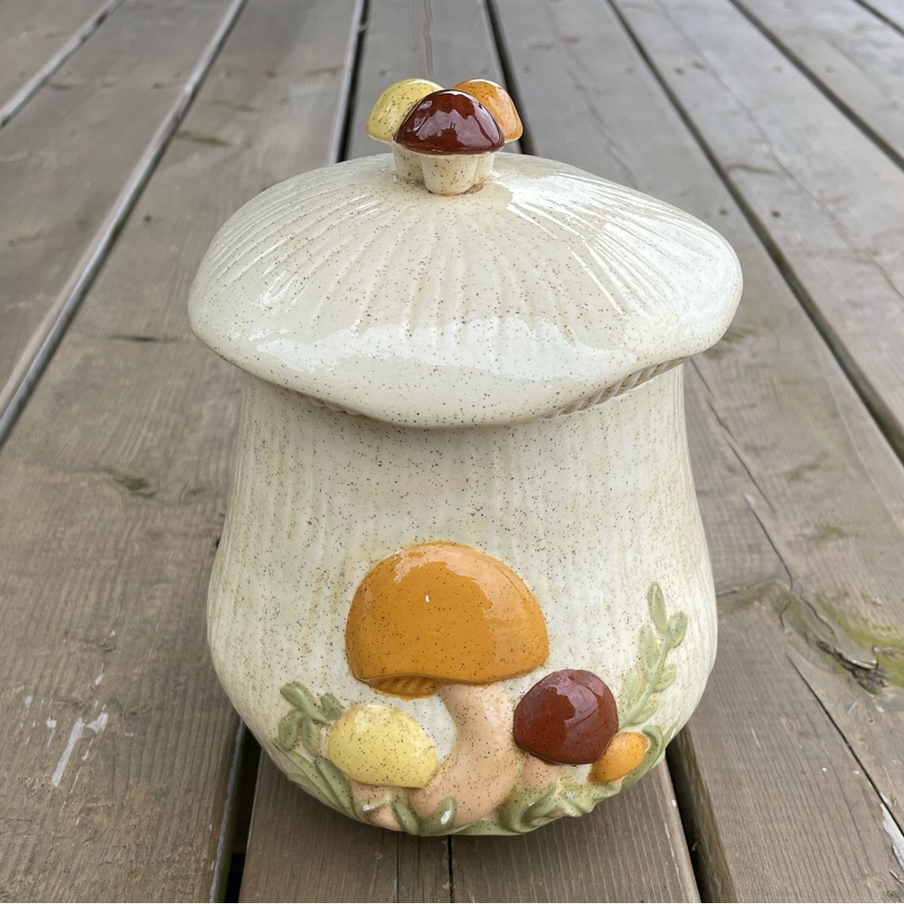 Vintage Hobbyist Hand Painted Mushroom Canister